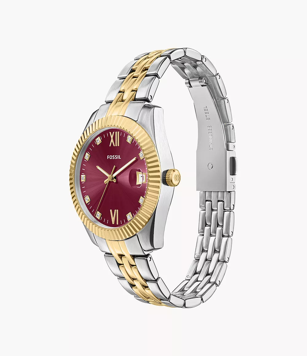 Fossil Scarlette Three-Hand Date Two-Tone Stainless-Steel Watch