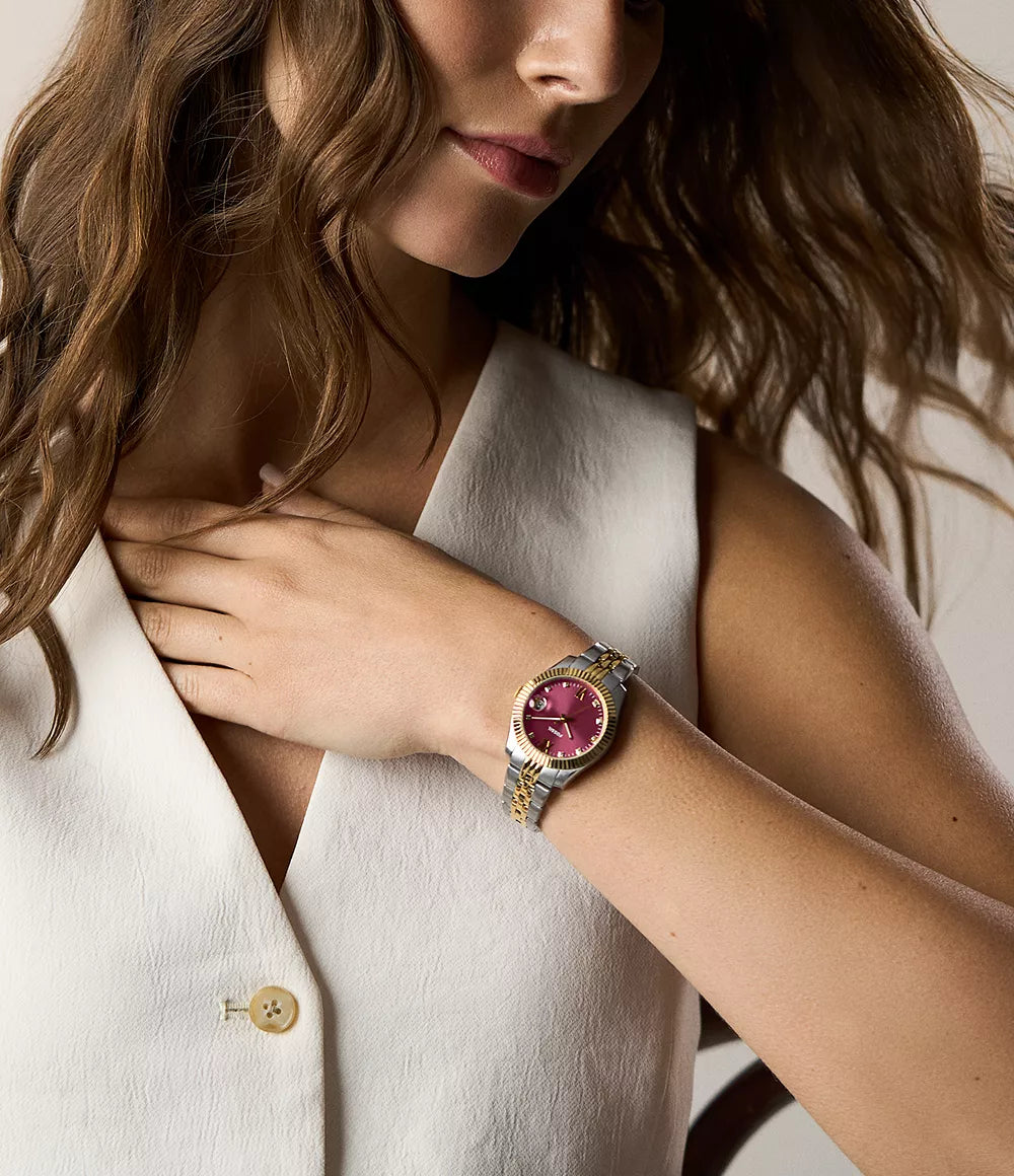 Fossil Scarlette Three-Hand Date Two-Tone Stainless-Steel Watch