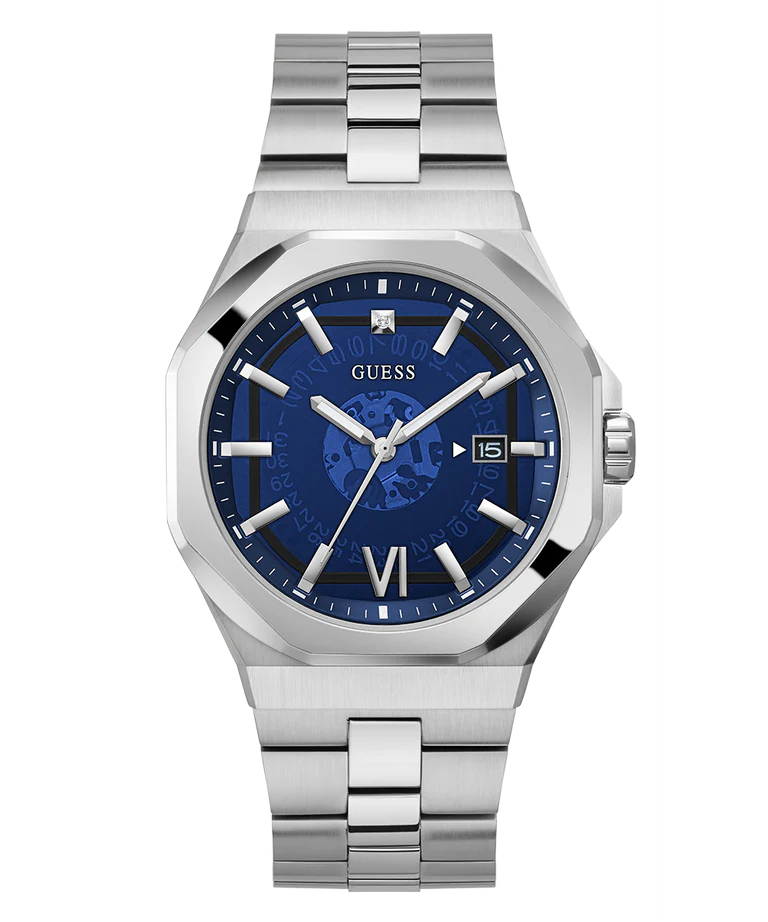 GUESS Men's Silver Tone Date Watch