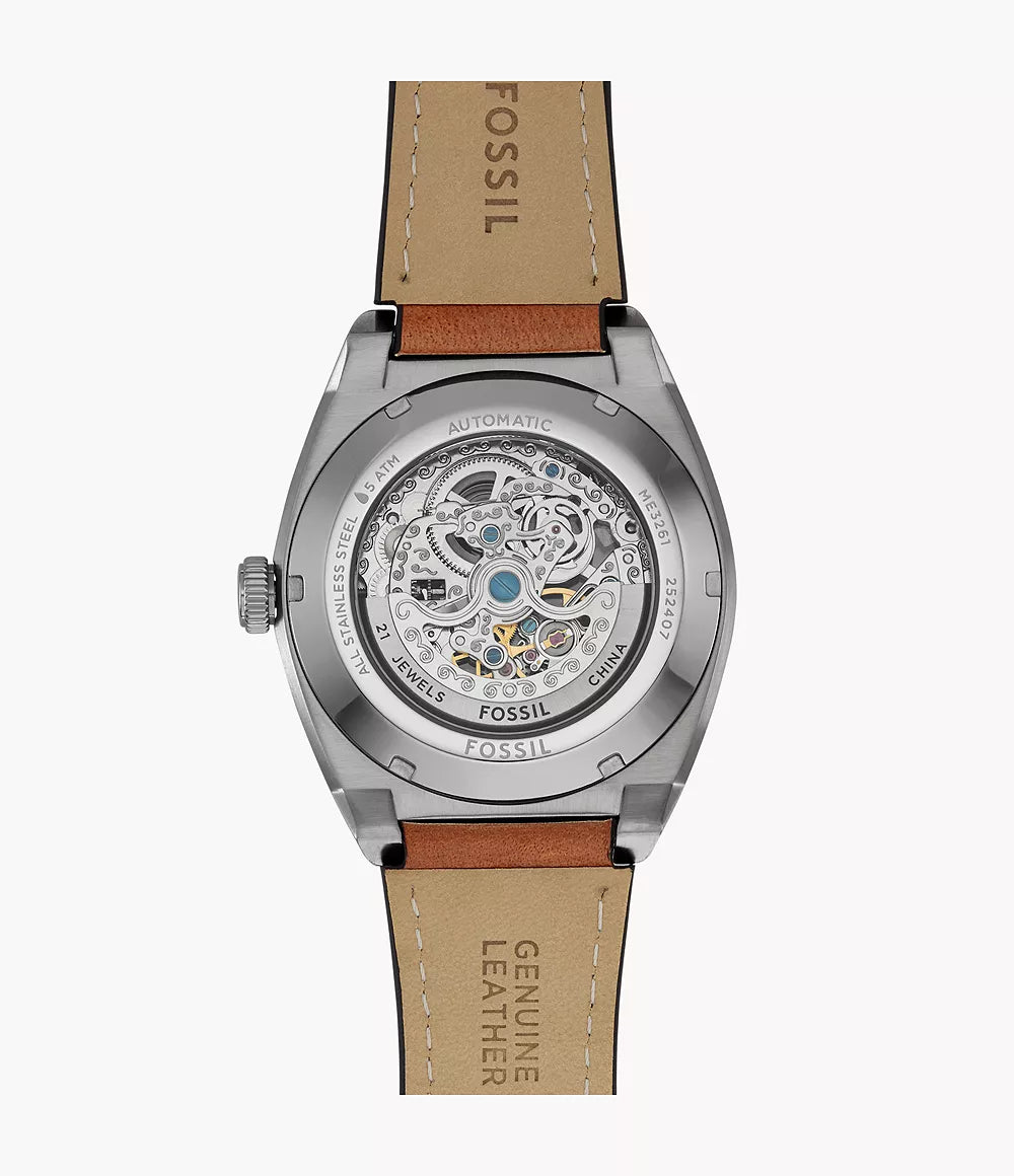 Fossil Everett Automatic Brown Leather Watch