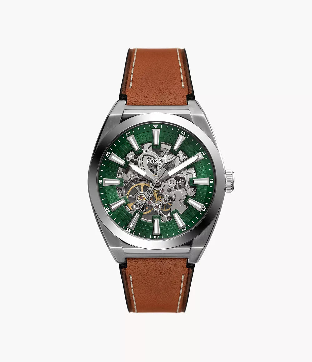 Fossil Everett Automatic Brown Leather Watch