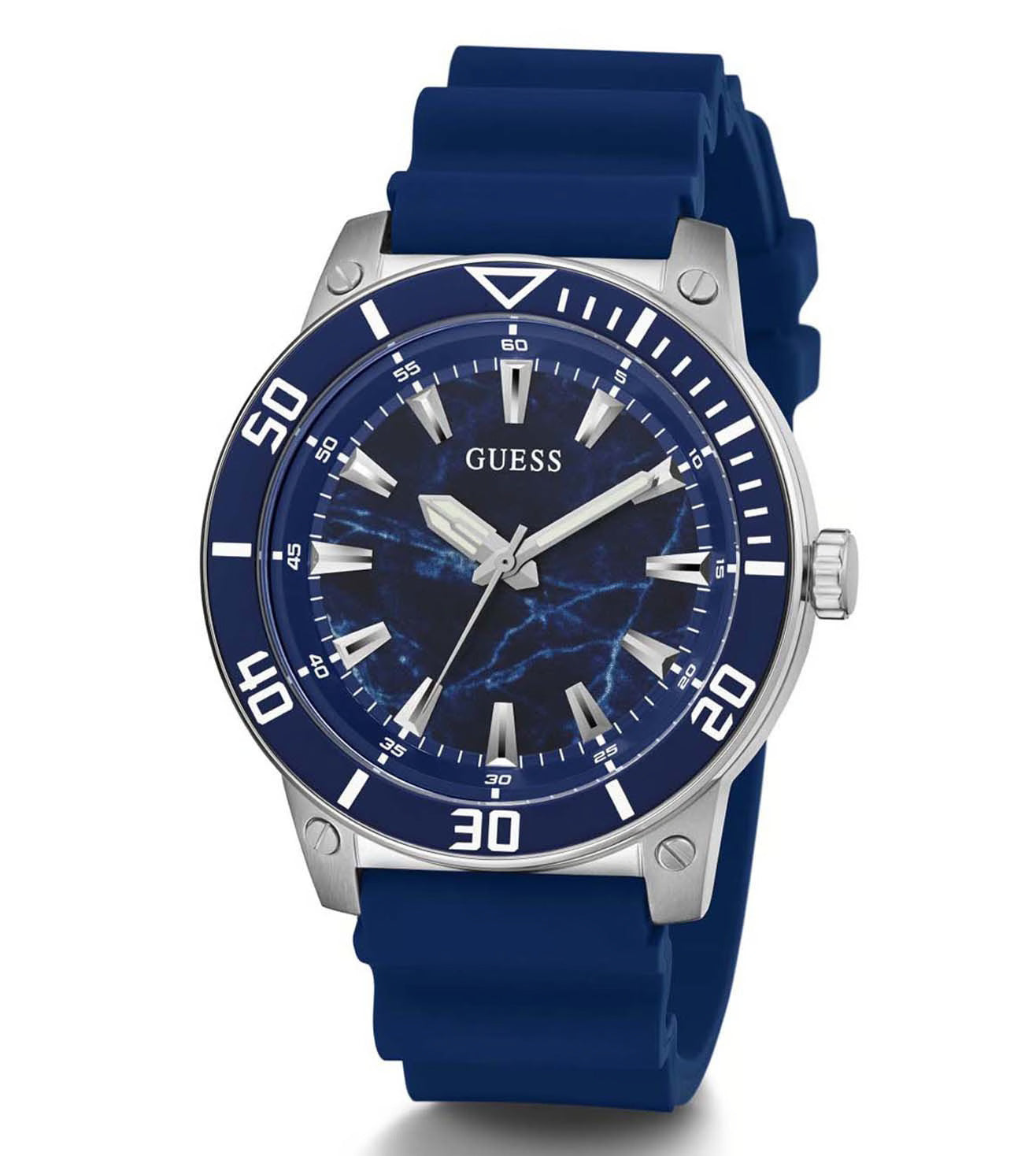 GUESS QUARTZ Men Blue Round Dial Analog Watch