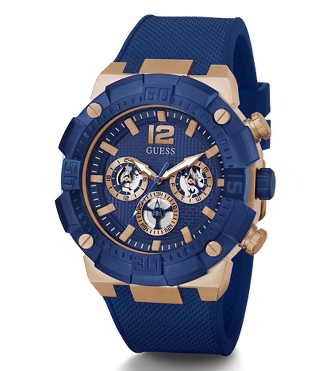 Guess Navigator Men Blue Round Dial Analog Watch