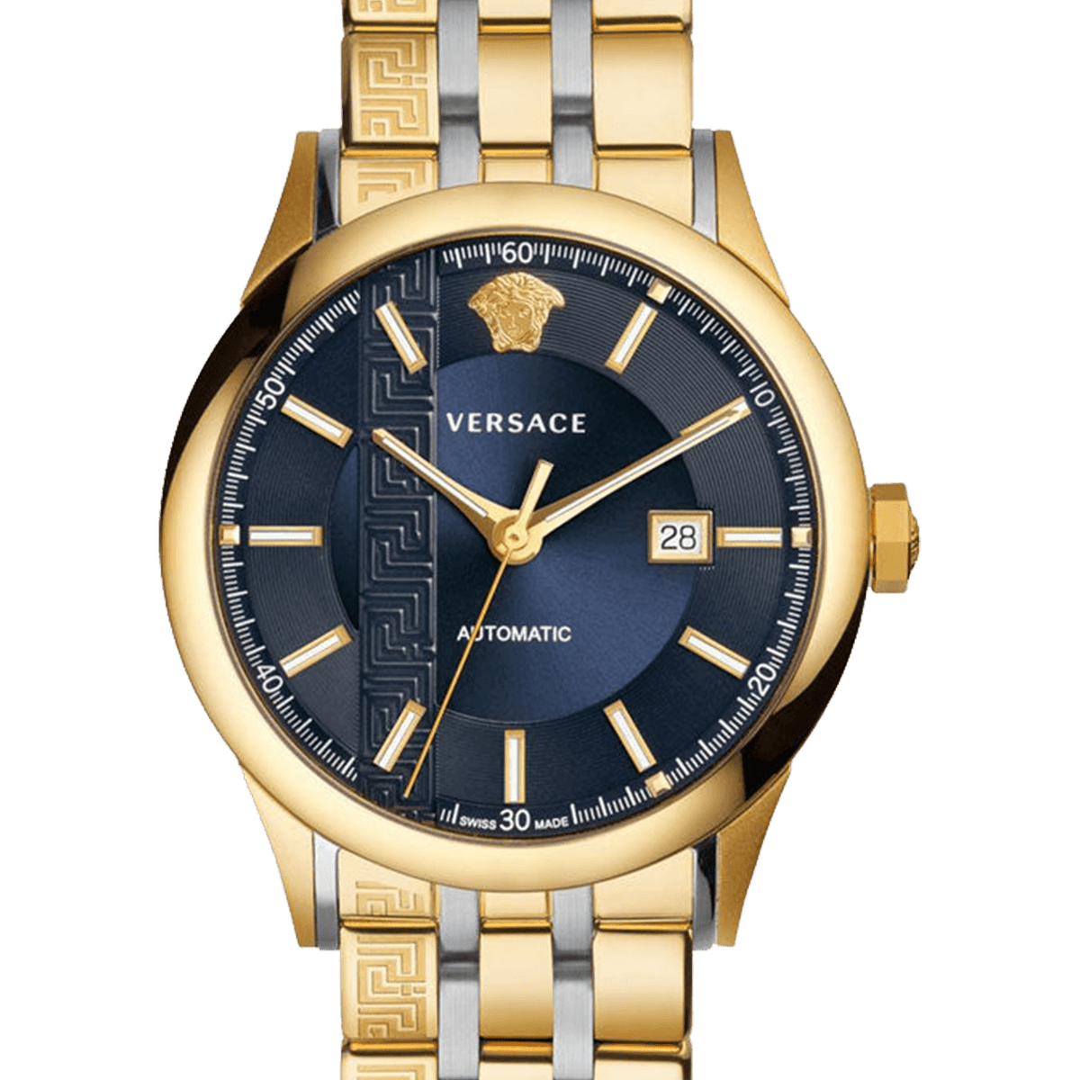 Versace gold toned aiakos 2025 automatic watch