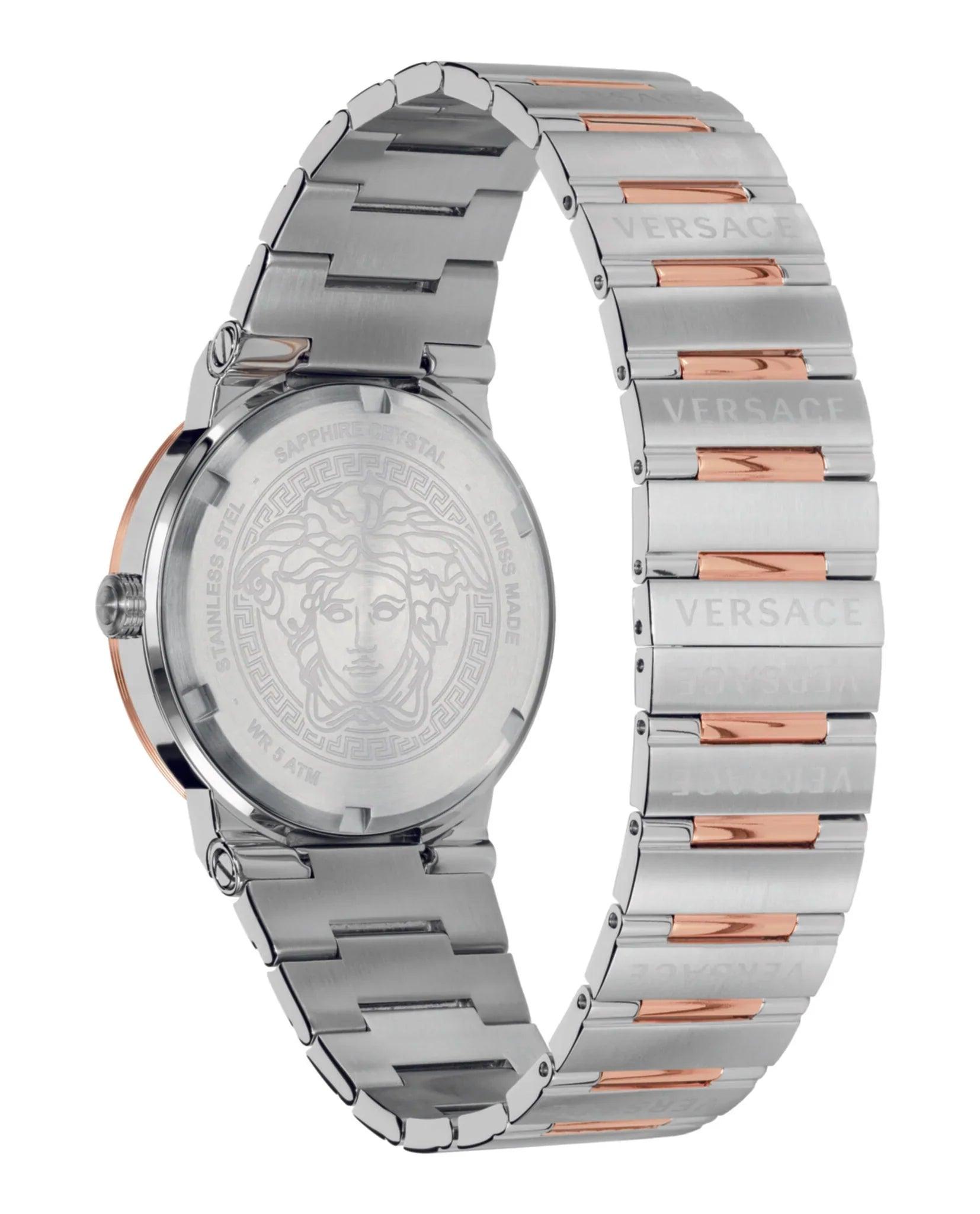 Versace Greca Silver White Guilloch Dial