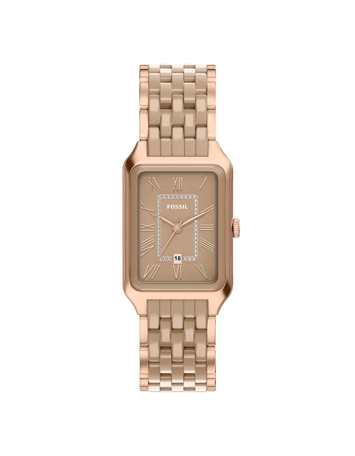 Fossil Raquel Three-Hand Date Rose Gold-Tone Stainless Steel & Salted Caramel Ceramic Watch