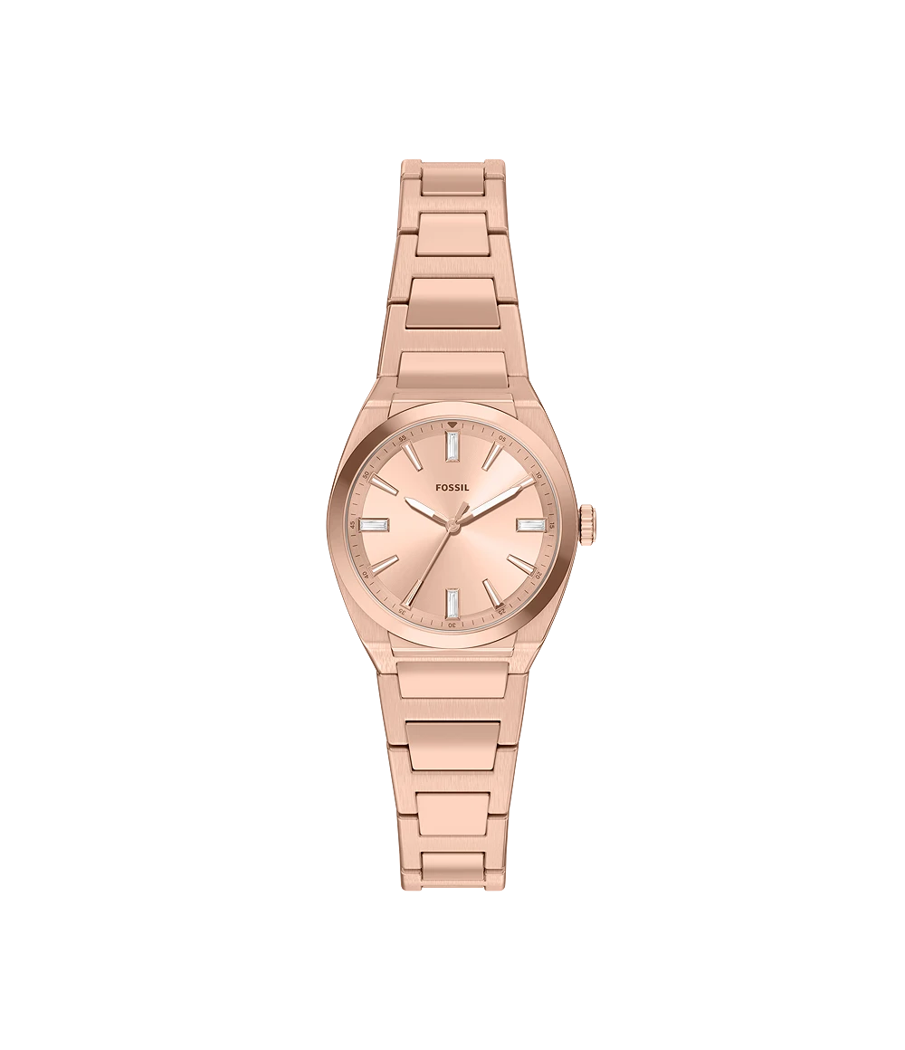 Fossil Everett Three-Hand Rose Gold-Tone Stainless Steel Watch