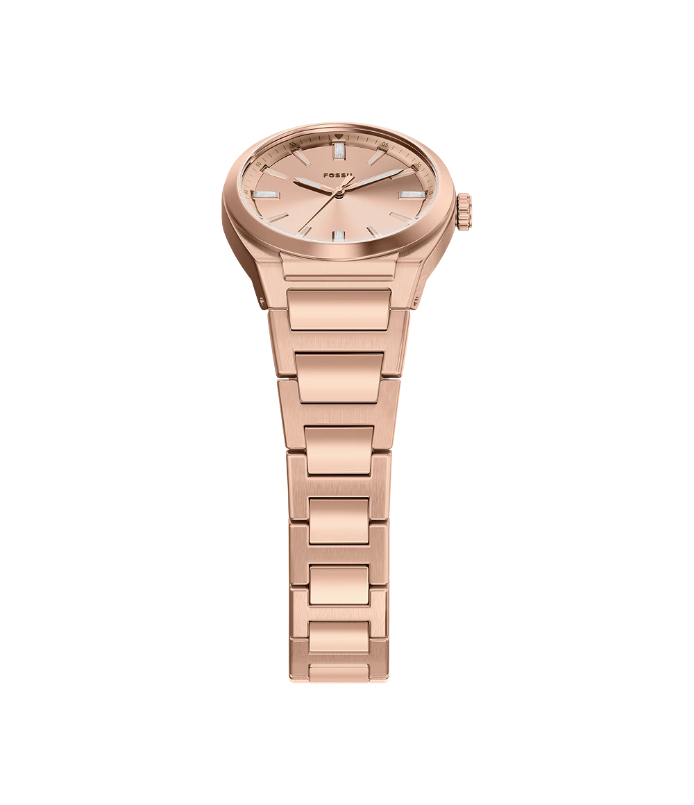 Fossil Everett Three-Hand Rose Gold-Tone Stainless Steel Watch