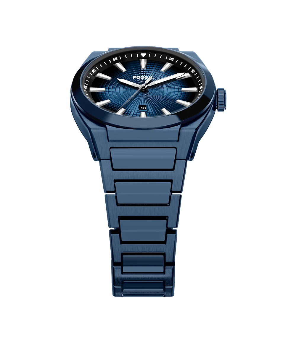 Fossil Everett Three-Hand Navy Stainless Steel Watch